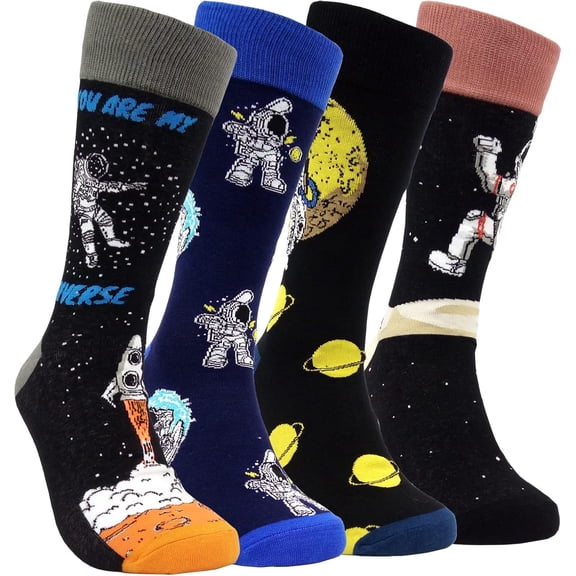 Men’s Crazy Novelty Dress Socks - Funny Pop Culture Art, Combed Cotton, Gift for Dad/Boyfriend