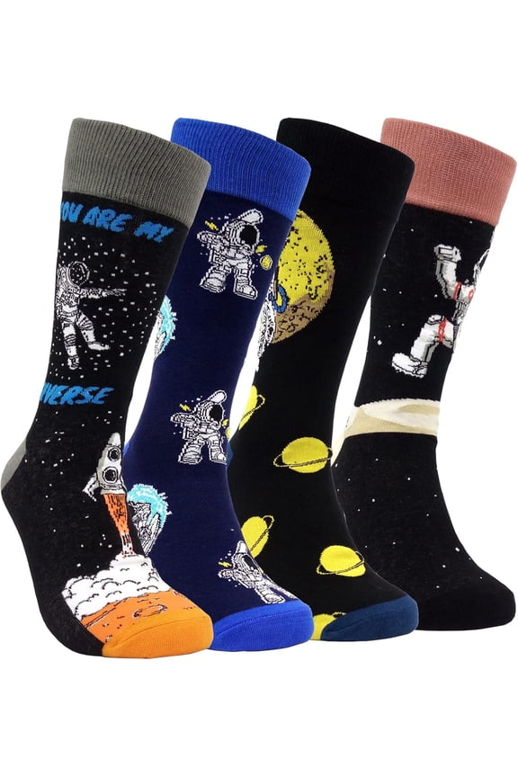 Men’s Crazy Novelty Dress Socks - Funny Pop Culture Art, Combed Cotton, Gift for Dad/Boyfriend