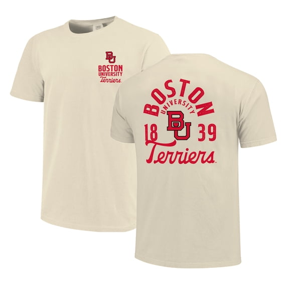 Men's Cream Boston University Comfort Colors Mascot Overlay T-Shirt