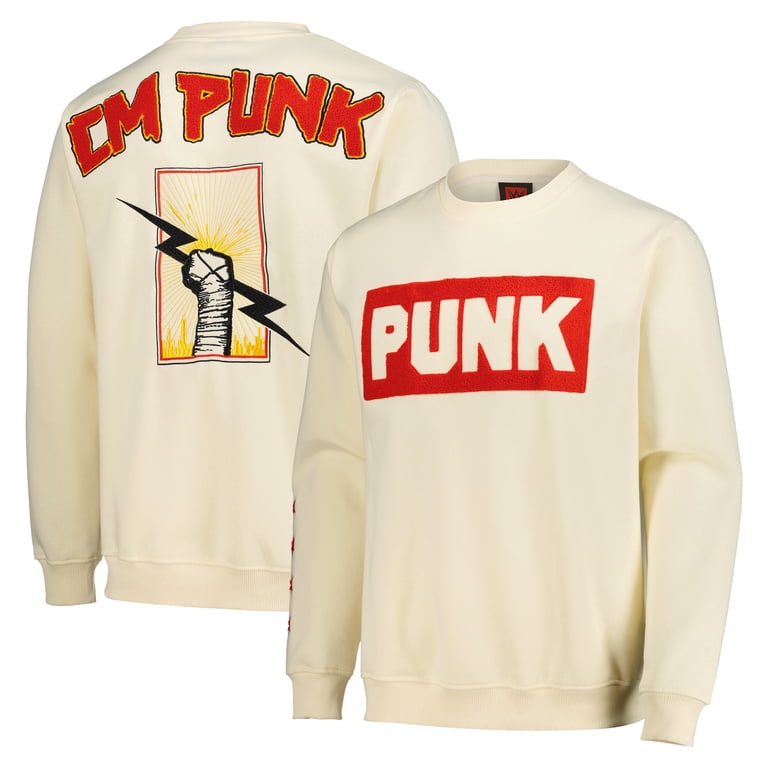 Men's Cream CM Punk Fist Skyline Sweatshirt - Walmart.com