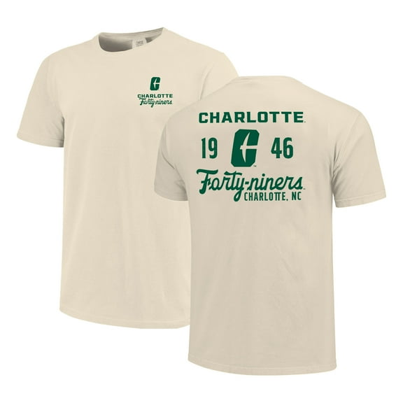 Men's Cream Charlotte 49ers Comfort Colors Mascot Overlay T-Shirt