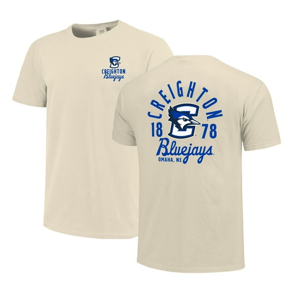 Men's Cream Creighton Bluejays Comfort Colors Mascot Overlay T-Shirt
