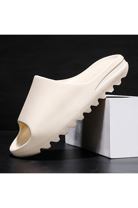 Men's Cream Integrated Molded EVA Shark Slide Sandals