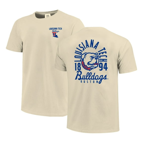 Men's Cream Louisiana Tech Bulldogs Comfort Colors Mascot Overlay T-Shirt