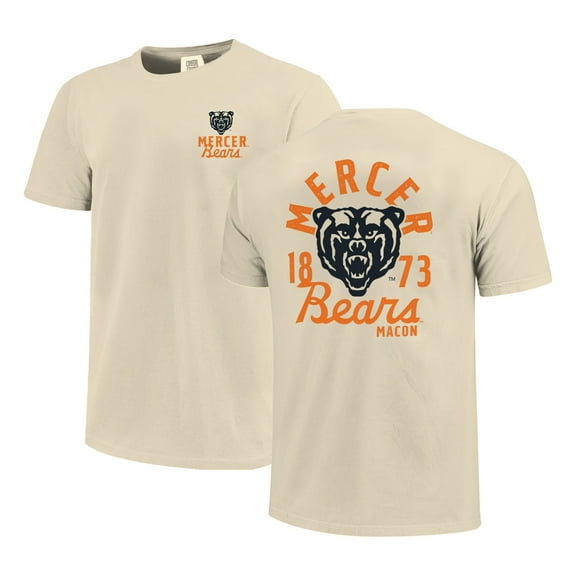 Men's Cream Mercer Bears Comfort Colors Mascot Overlay T-Shirt
