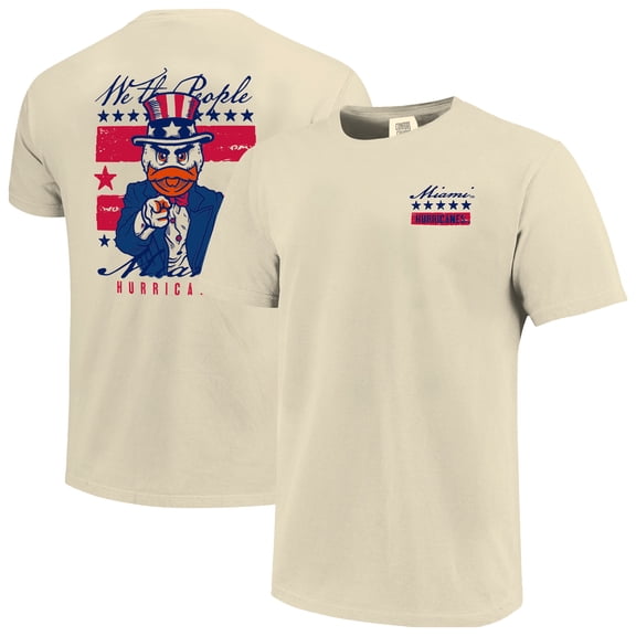 Men's  Cream Miami Hurricanes Uncle Sam Mascot T-Shirt