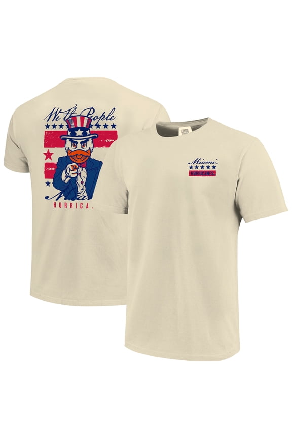 Men's Cream Miami Hurricanes Uncle Sam Mascot T-Shirt