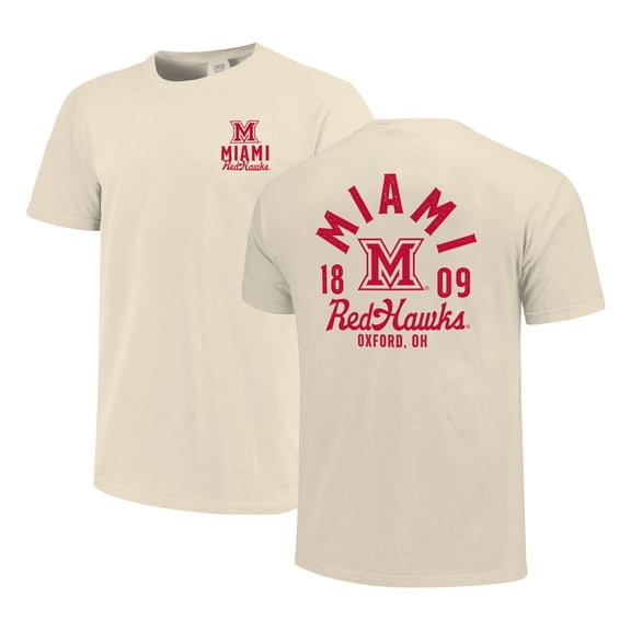 Men's Cream Miami University RedHawks Comfort Colors Mascot Overlay T-Shirt