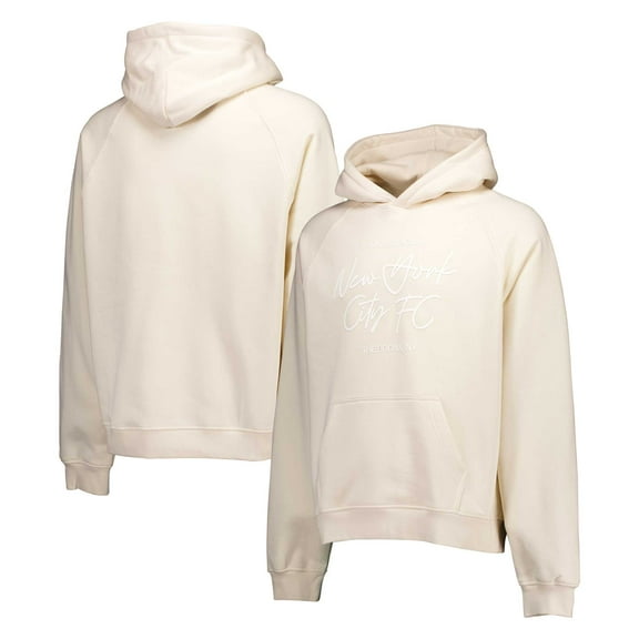 Men's Cream New York City FC Tonal Team Primary Logo-Oversized Raglan Pullover Hoodie