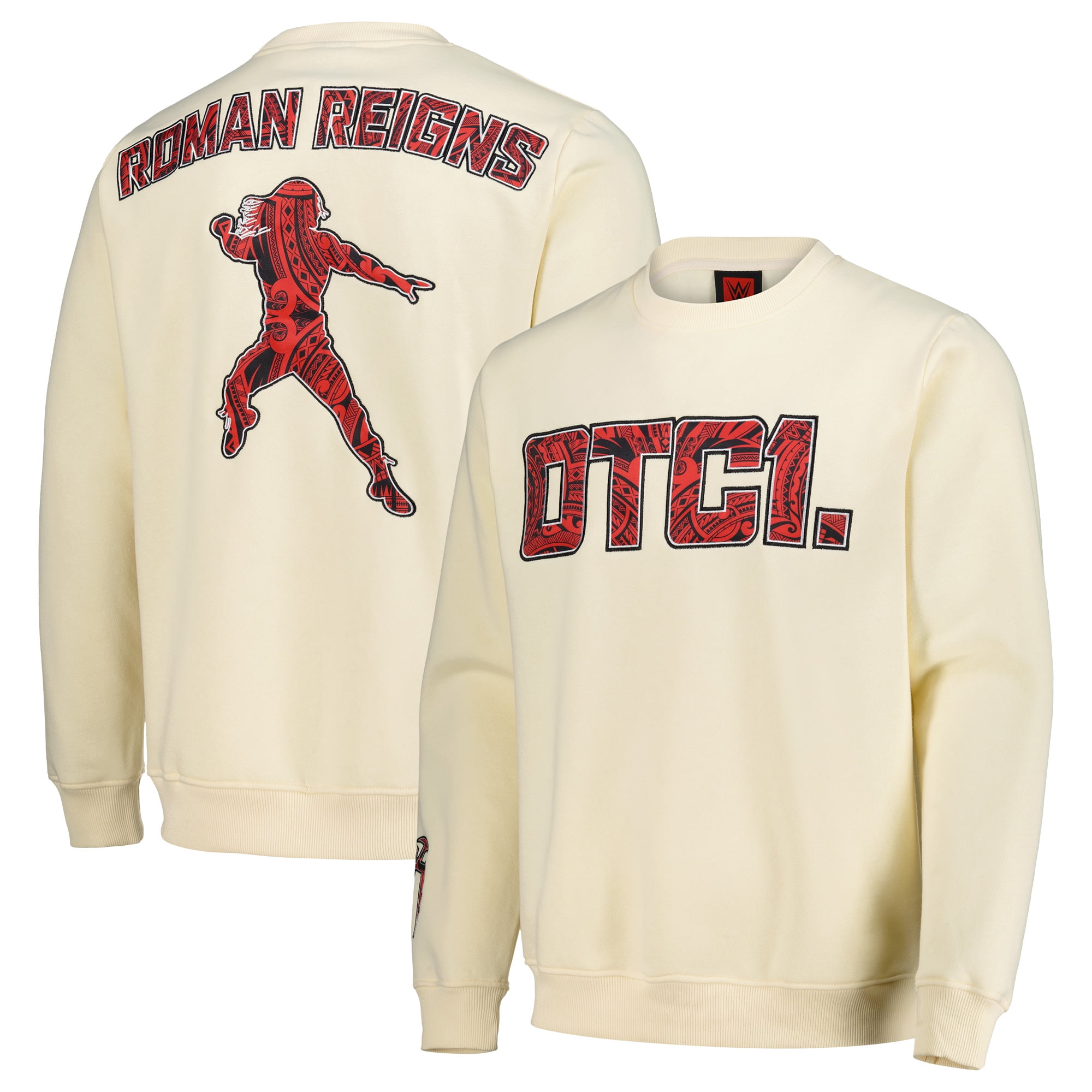 Men's Cream Roman Reigns OTC1 Crewneck Sweatshirt - Walmart.com