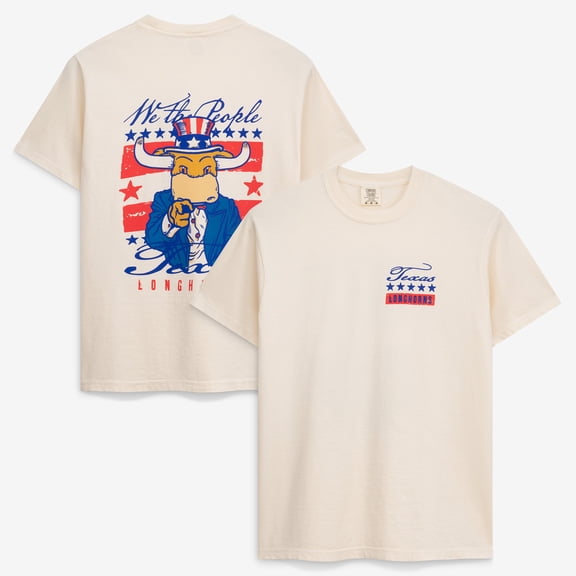 Men's  Cream Texas Longhorns Uncle Sam Mascot T-Shirt