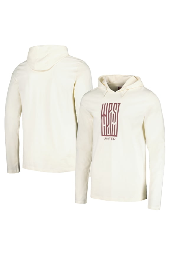 Men's Cream West Ham United Long Sleeve Hoodie T-Shirt