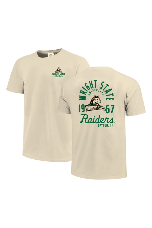 Men's Cream Wright State Raiders Comfort Colors Mascot Overlay T-Shirt