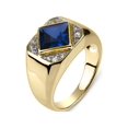 thumbnail image 1 of Men's Created Blue Sapphire and White Sapphire Gold Plated Ring, 1 of 4