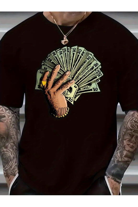 Men's Creative Money Print Fashion Summer Short Sleeve T-Shirt