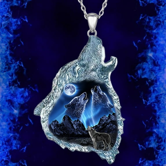 Men's Creative Wolf Howling Pendant Punk Animal Necklace