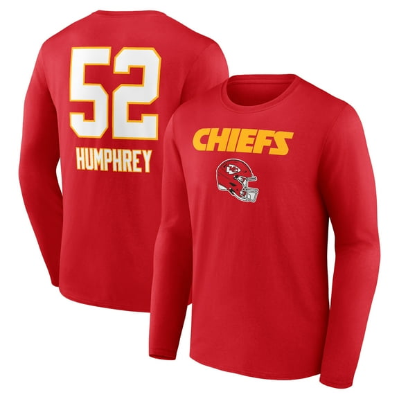 Men's Creed Humphrey Red Kansas City Chiefs Wordmark Player Name & Number Long Sleeve T-Shirt