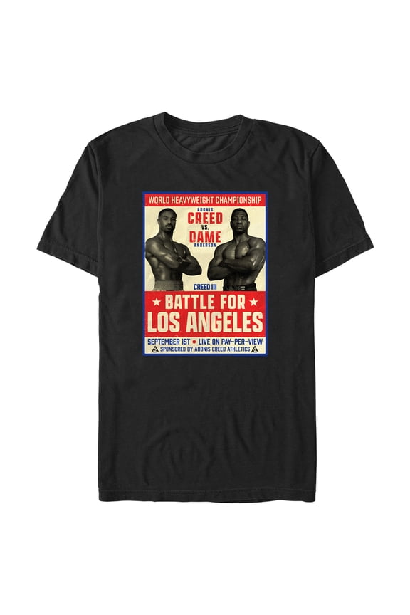 Men's Creed III Battle for Los Angeles Poster Graphic Tee Black X Large
