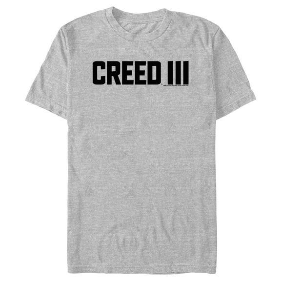 Men's Creed III Movie Logo Black  Graphic Tee Athletic Heather Medium