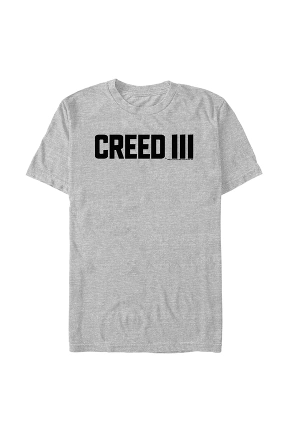 Men's Creed III Movie Logo Black  Graphic Tee Athletic Heather Medium