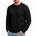thumbnail image 1 of Men's Crew Neck Cable Knit Sweater Long Sleeve Relaxed Fit Pullover Thick Knitwear Casual Tops for Fall Winter Daily Wear Black 4XL, 1 of 6