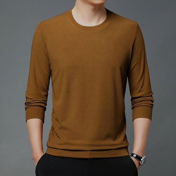 Men's Crew Neck Casual Cotton Long Sleeve T-Shirt 8 colors
