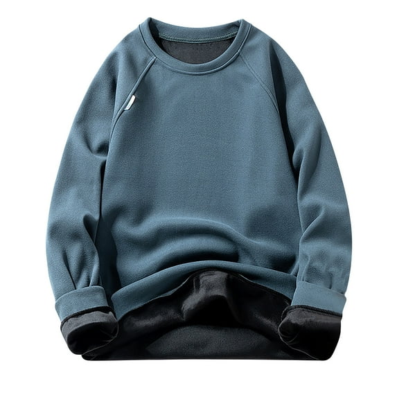 Men's Crew Neck Fleece Sweatshirt, Basic Raglan Long Sleeve Cotton-Blend Pullover Tops Plus Size Crewneck Sweatshirt