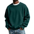 thumbnail image 1 of Men's Crew Neck Long Sleeve Solid Sweatshirt Lightweight Casual Pullover Comfortable Basic Top for Fall Winter Everyday Wear and Weekend Outings Dark Green 2XL, 1 of 7