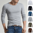 thumbnail image 1 of Men's Crew Neck Long Sleeve T-Shirt Slim Fit Casual Solid Color Basic Tee Shirts, 1 of 8