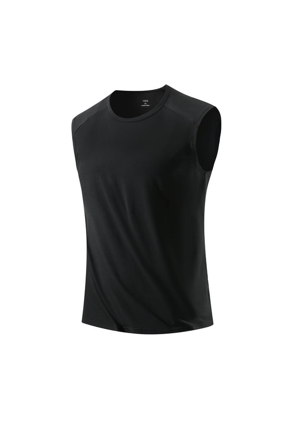 Men's Crew Neck Modal Sleeveless T-Shirt Black 2XL 50"-52" Big and Tall