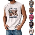 thumbnail image 1 of Men's Crew Neck Muscle Tee with Waving American Flag Graphic and "1776 to 2026" 250 Years Text Surrounded by Stars, Soft Cotton Blend for Daily Wear or Family Gatherings White XXL, 1 of 4