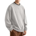 thumbnail image 1 of Men's Crew Neck Pullover Sweatshirt, Loose Fit Long Sleeve Casual Street Hip Hop Top for Spring Fall Daily Outfits, 1 of 5