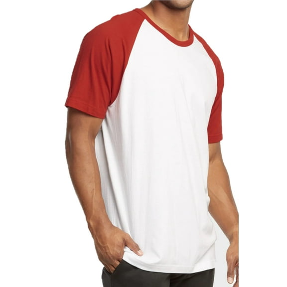 Men's Cotton Baseball T-Shirts Short Sleeve Crew Neck Classic Tee Shirt, Red/White, X-Large, 1 Pack