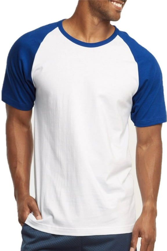 Men's Cotton Baseball T-Shirts Short Sleeve Crew Neck Classic Tee Shirt, Royal Blue/White, X-Large, 1 Pack