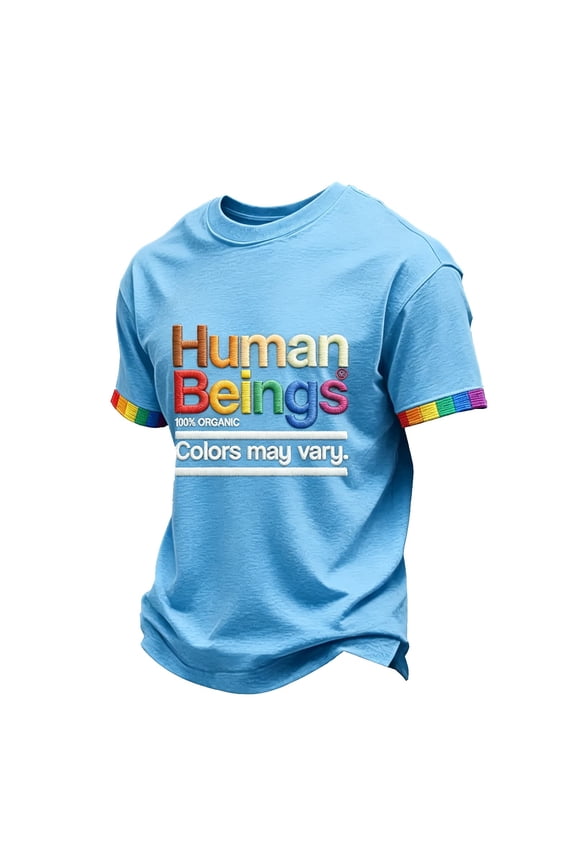Men's Crew Neck Short Sleeve Pride Shirt "Human Beings Colors May Vary" Print T-Shirt Graphic Tees Parades Clothes