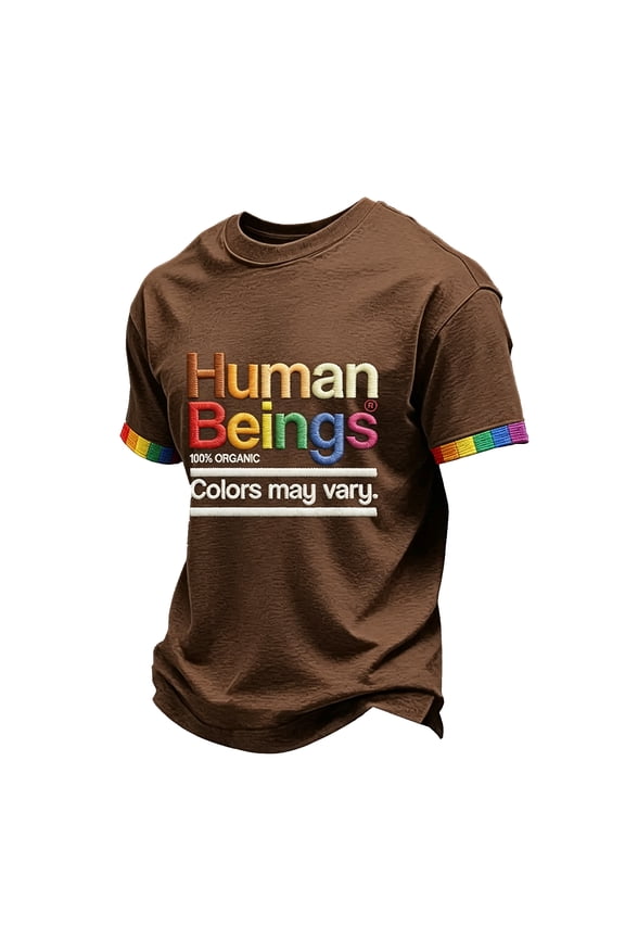Men's Crew Neck Short Sleeve Pride Shirt "Human Beings Colors May Vary" Print T-Shirt Graphic Tees Parades Clothes