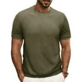 thumbnail image 1 of Men's Crew Neck Short Sleeve Pullover Waffle Knit Shirts Daily Comfortable Fitted Basic T-Shirt-Army Green-2XL, 1 of 5