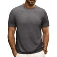 thumbnail image 1 of Men's Crew Neck Short Sleeve Pullover Waffle Knit Shirts Daily Comfortable Fitted Basic T-Shirt-Gray-2XL, 1 of 5
