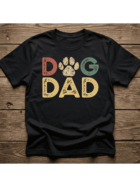 Men's Crew Neck Short Sleeve T-Shirt, Dog Dad Vintage Graphic Tshirts,Casual Tees