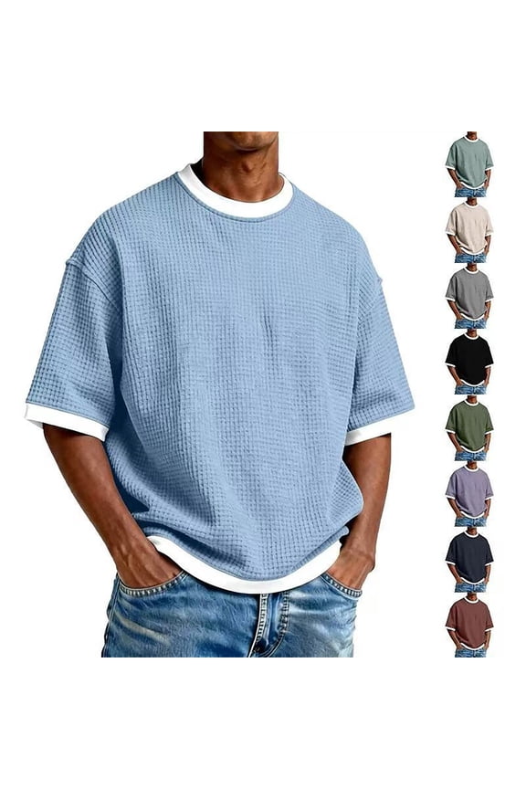Men’s Crew Neck Short Sleeve T-Shirt Two Piece Set Stylish Comfortable Summer