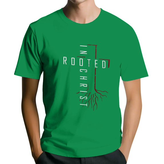 Men's Crew Neck Short-Sleeve T-Shirt With Red Root & Letter Design Casual Daily Wear Durable Comfortable Fabric All-Season Basic Tops,Green,XXL