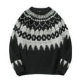 thumbnail image 1 of Men's Crew Neck Sweater Casual Jacquard Knit Pullover Tops Gradient Long Sleeve Sweaters Black XL, 1 of 3