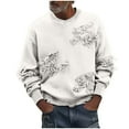 thumbnail image 1 of Men's Crew Neck Sweater Distressed Distressed Ripped Hole Long Sleeve Streetwear Button Knit Sweater Pullover Tops (XL, Beige), 1 of 8