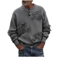 thumbnail image 1 of Men's Crew Neck Sweater Distressed Distressed Ripped Hole Long Sleeve Streetwear Button Knit Sweater Pullover Tops (XL, Dark Gray), 1 of 5