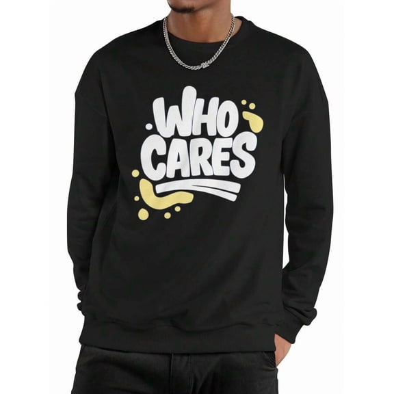 Men's Crew Neck Sweatshirt - Black Pullover Sweater With Bold Graphic, Loose Fit Long Sleeve Knit Sweater For Everyday & Formal Wear, Easy Care Casual Top, Weekend Attire, Urban Fashion, Stretchy Fab