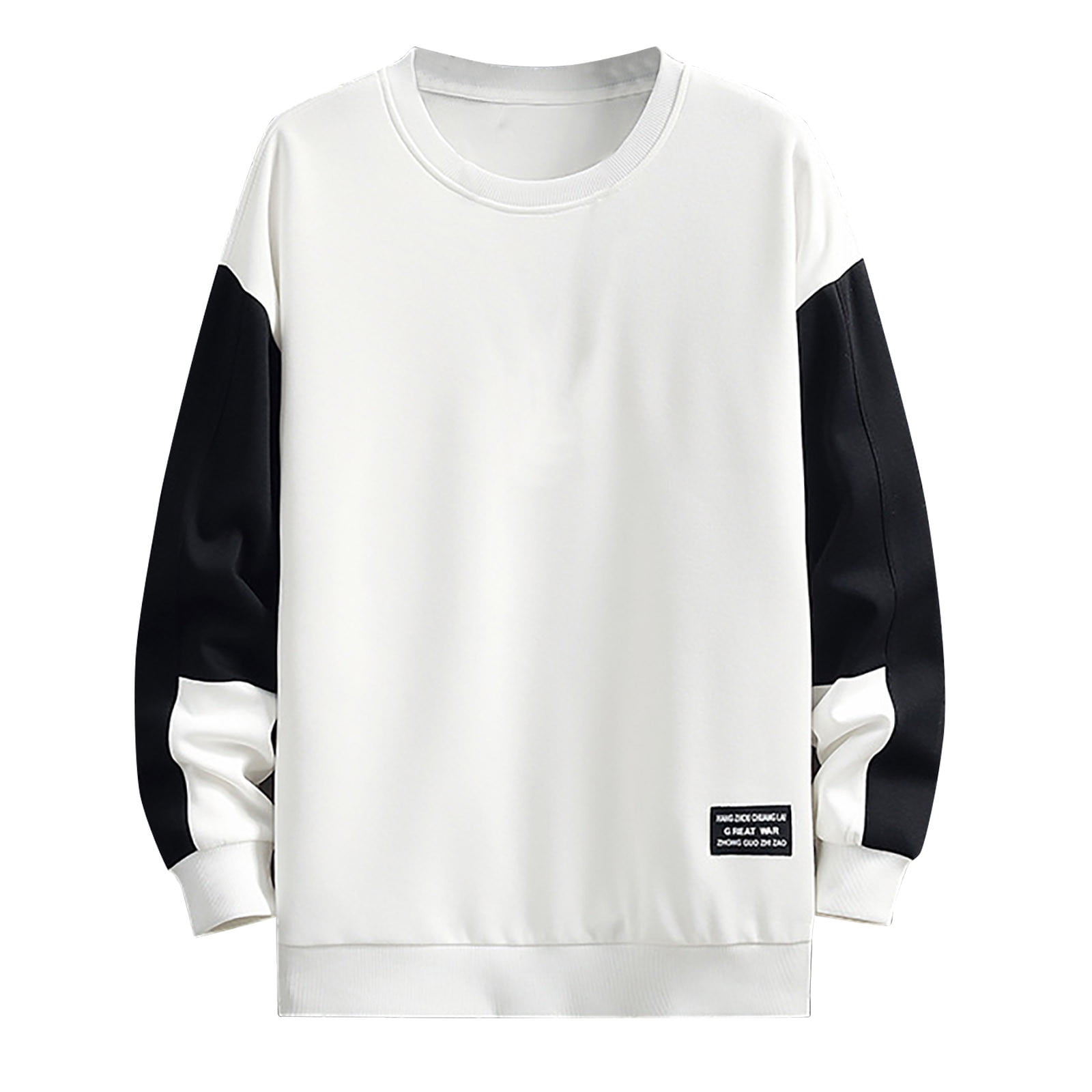 Men's Crew Neck Sweatshirts Round Neck Color Block Plus Size Hoodless ...