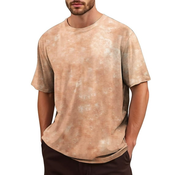 Men's Crew Neck T Shirts Vintage Trendy Tie Dye Print Short Sleeve Tops Lightweight Summer Beach Casual Workout Tees Z004-Orange 4XL