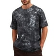 thumbnail image 1 of Men's Crew Neck T Shirts Vintage Trendy Tie Dye Print Short Sleeve Tops Lightweight Summer Beach Casual Workout Tees Z006-Grey L, 1 of 5