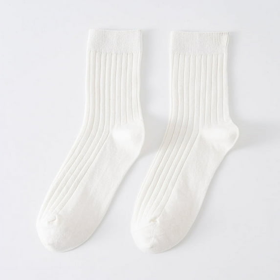 Men's Crew Socks - 4 Pack Lightweight Combed Cotton Blend Dress Socks - Breathable Socks for Men-White