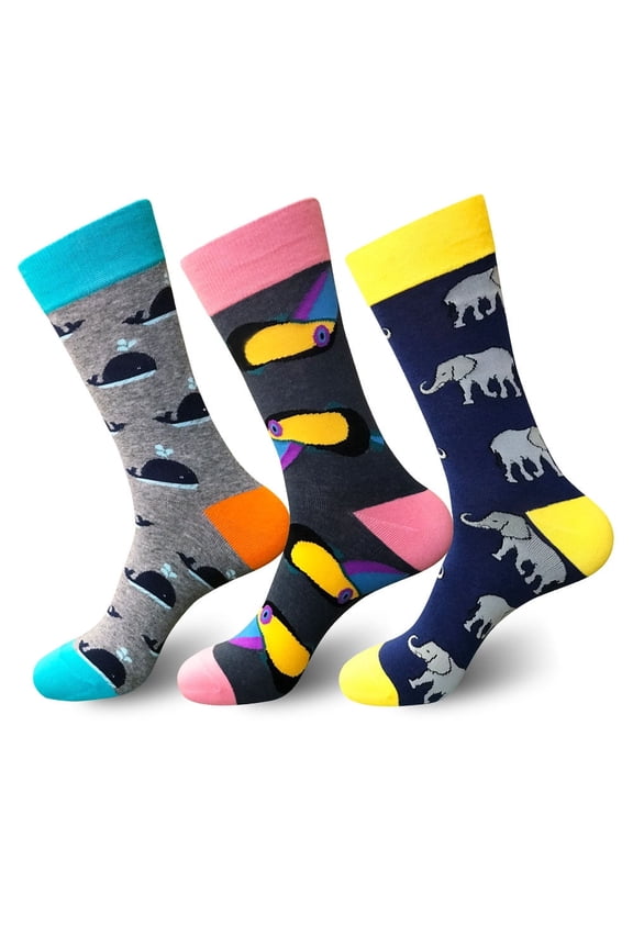 Men's Crew Socks Men's Cotton Colorful Funky Crew Socks 3-Pack